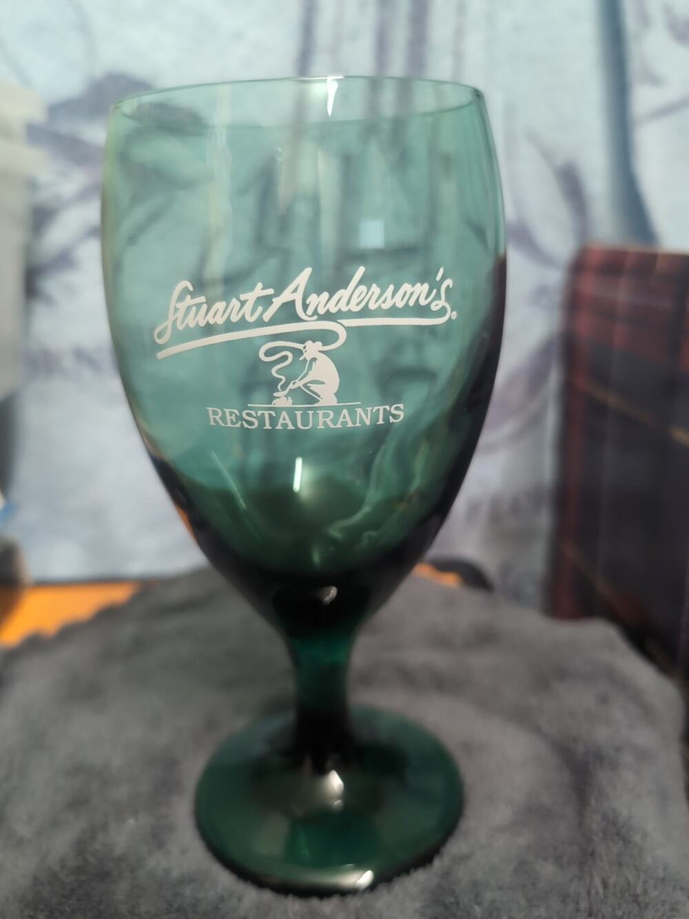 Goblet Glass from Stuart Anderson's Restaurants Green Vintage Glassware